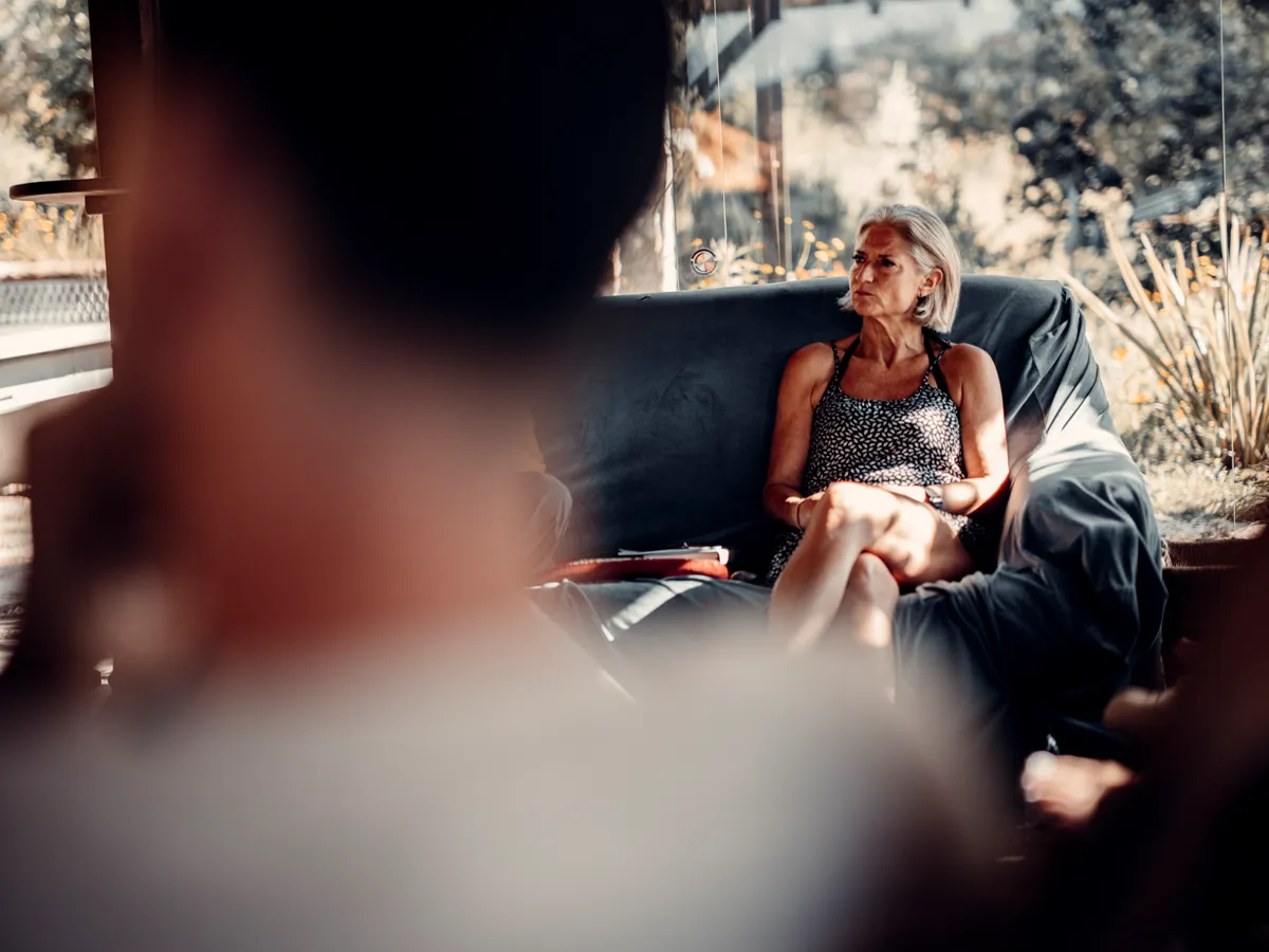 Small group gathered in an intimate breathwork session at Elysium Retreats, Portugal