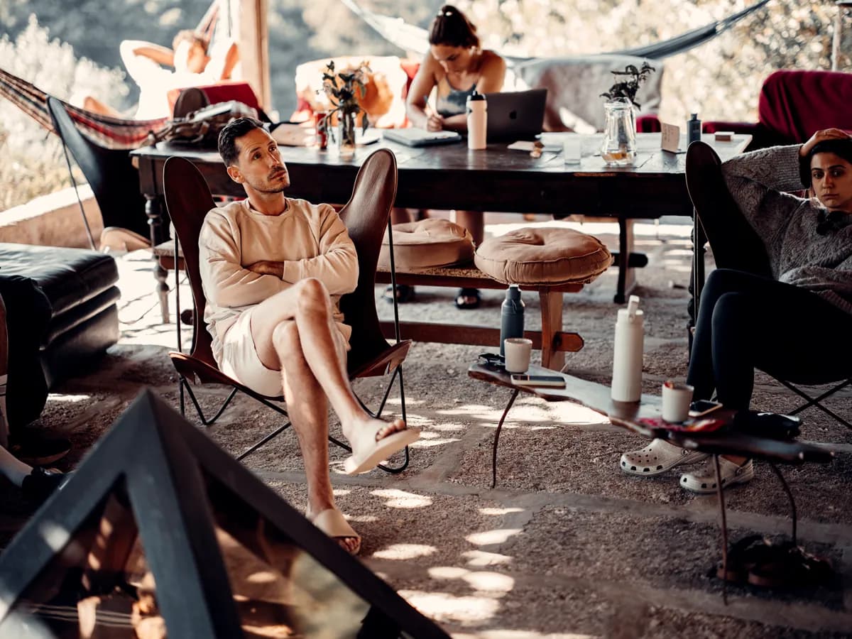 The full Elysium Retreats group on a hilltop in Portugal