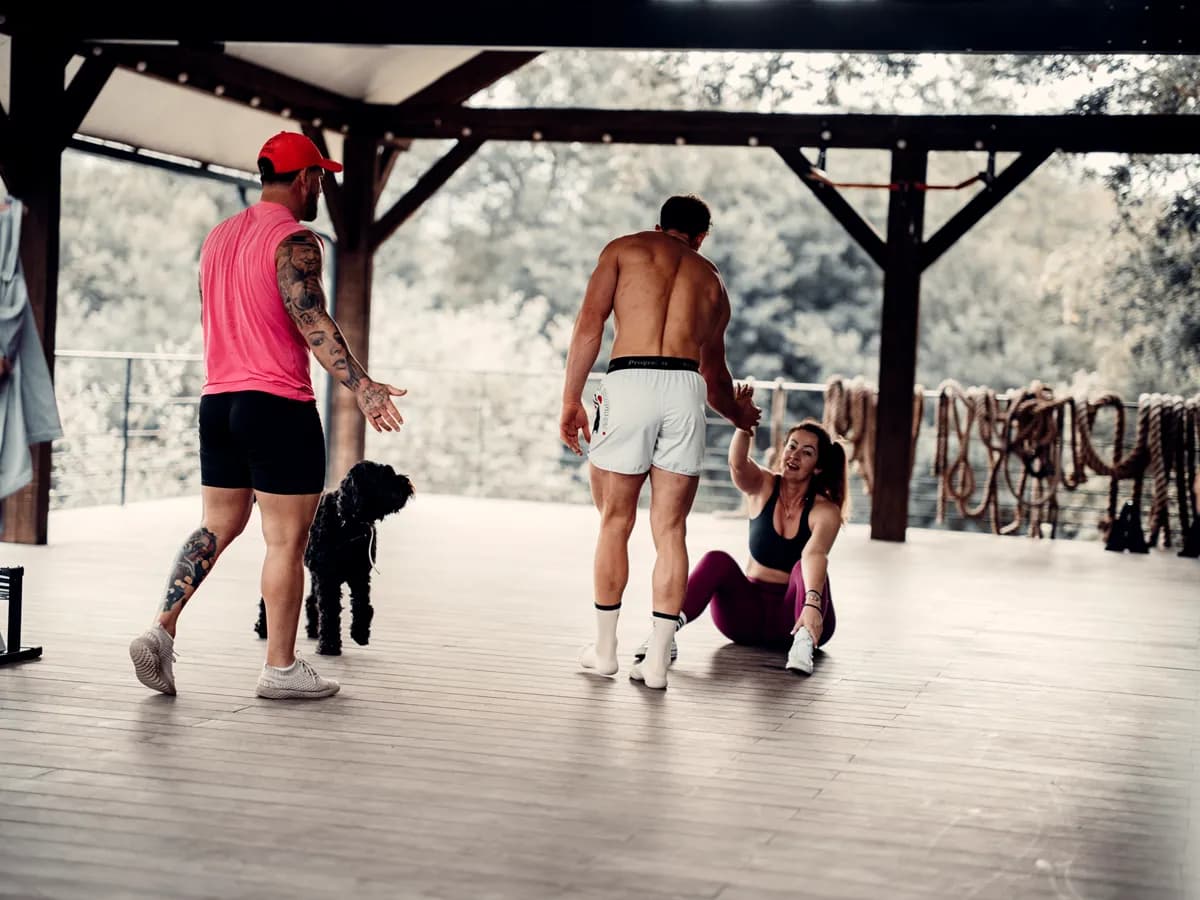 Guests lounging and relaxing in the outdoor lounge area