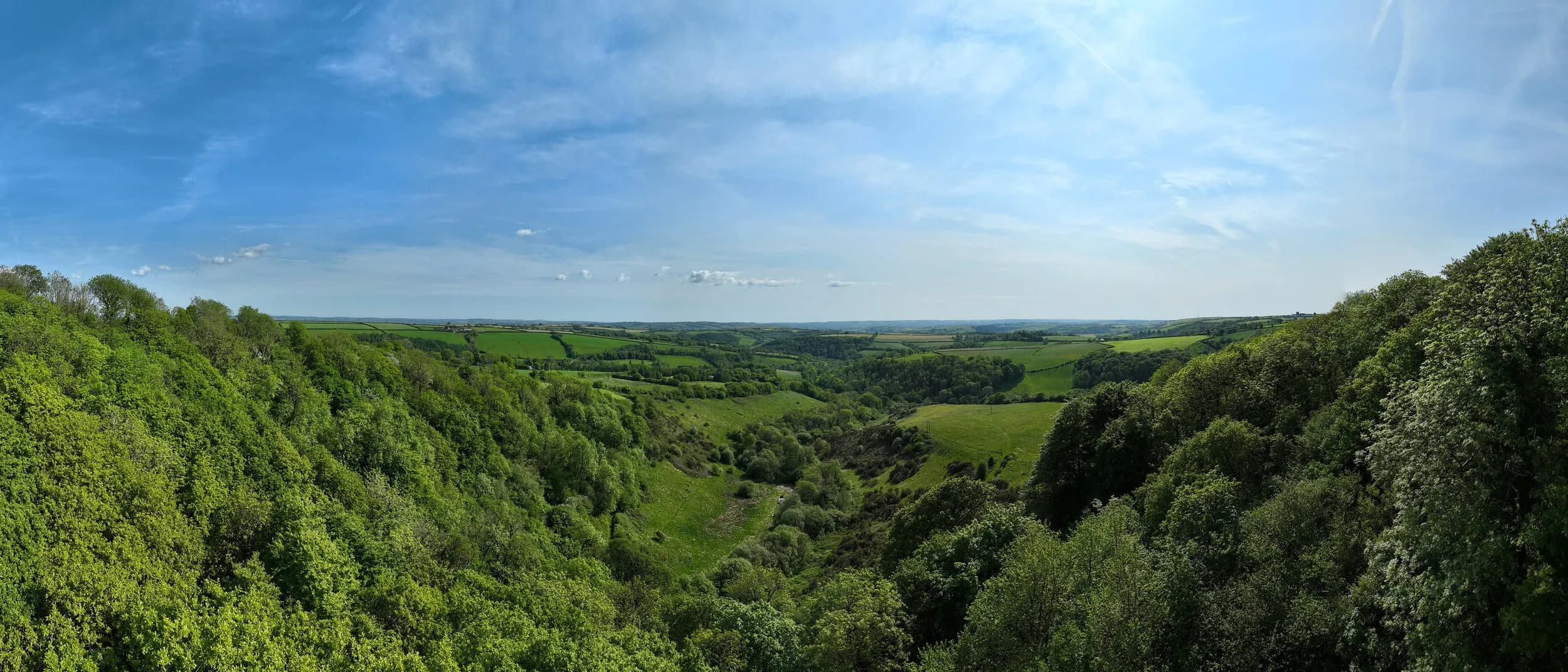 Panoramic view of the Welsh valley retreat setting in South-West Wales